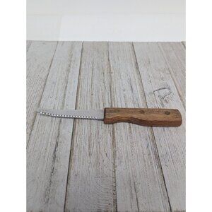 Vintage Stainless High Carbon Grapefruit Knife Wood Handle Fruit Curved 7-1/4"